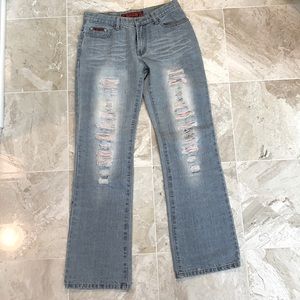 N&P distressed jeans.  Sz 28-29 US.  Bought in Italy - Euro size 42.  32” long